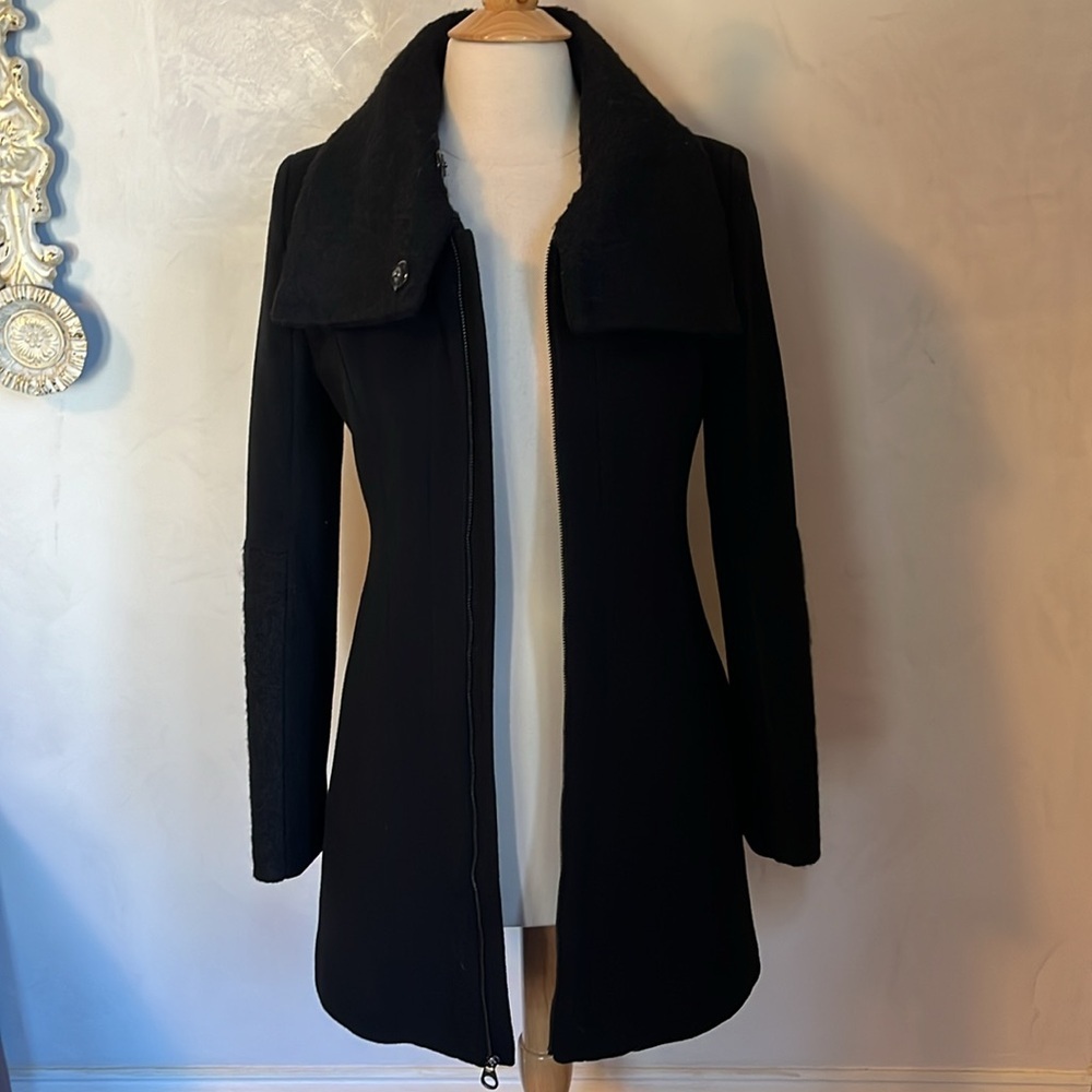 Laundry by Shelli Secal Black Wool Blend Coat w/oversized collar Size Small - Picture 10 of 15
